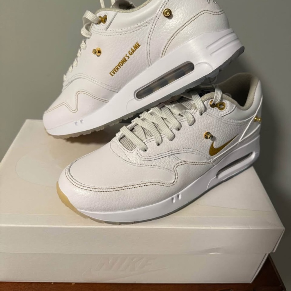 Nike Women's White and Gold Air Max Sneakers